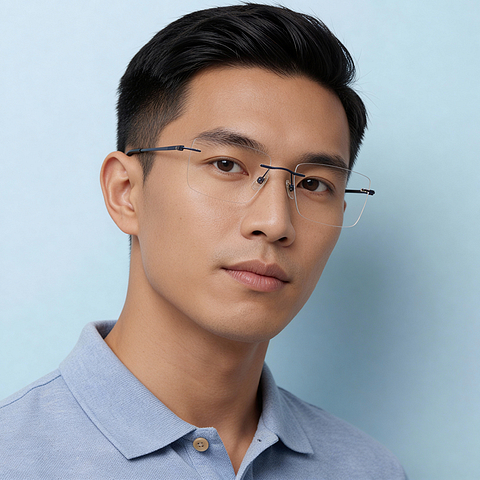 OWNDAYS | AIR Navy Rimless Wellington left side